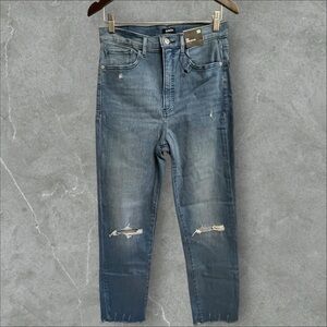 Express Blue Distressed Denim Jeans Slim Super High Rise Size 10R